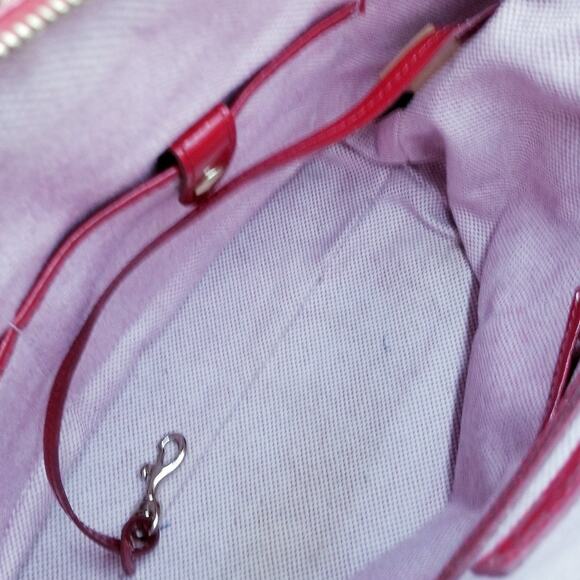 DOONEY & BOURKE Dillen Pocket Satchel Cherry Patent Leather Gold Crossbody Strap - Picture 14 of 16